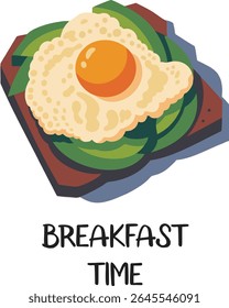 Fried Egg on Avocado Toast - Colorful Graphic Breakfast Illustration Handwrited