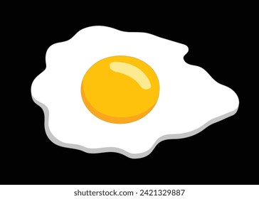 Fried egg on black background