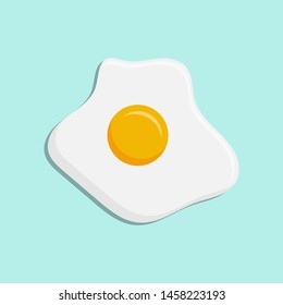 Fried egg on blue background. Isolated icon. Vector