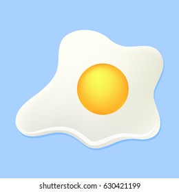 Fried egg on a blue background. Vector illustration