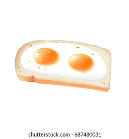 Fried egg on fried bread. Delicious scrambled eggs on toast