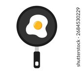 Fried egg on a frying pan flat vector illustration