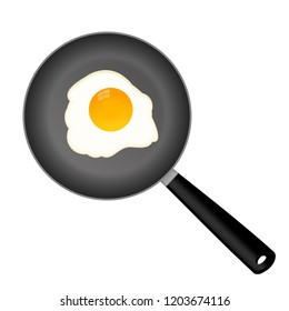 Fried egg on a frying pan over a white background, vector illustration
