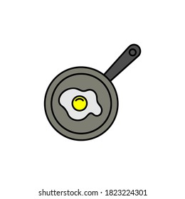 Fried egg on a frying pan. Breakfast vector illustration. Web design, mobile app.
