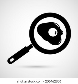 Fried egg on frying pan. Vector