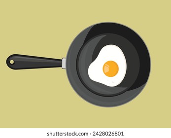 Fried egg on Frying pan vector