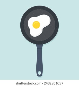 huevo frito en una sartén - ilustración vectorial