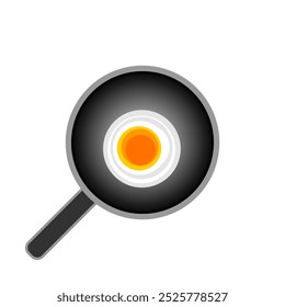 Fried egg on frying pan icon on white background. Vector illustration.