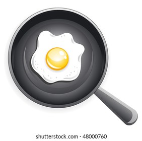 Fried Egg On Frying Pan Vector Stock Vector (Royalty Free) 48000760 ...