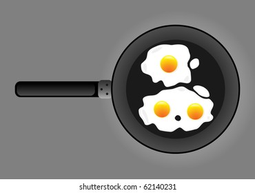 Fried egg on frying pan