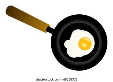 Fried egg on frying pan, vector illustration