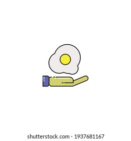 fried egg on hand vector Illustration, fried egg icon design vector template, charging  vector icon flat design for website, symbol, logo, icon, sign, app, UI