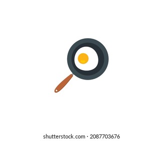 Fried egg on pan vector isolated icon. Emoji illustration. Frying pan vector emoticon