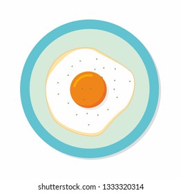 Fried egg on plat vector illustration 