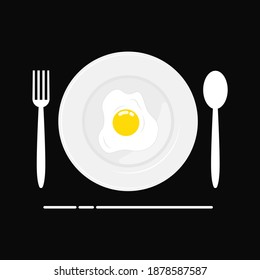 Fried Egg On Plate From Above Vector Graphics