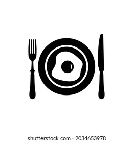 fried egg on a plate icon vector 