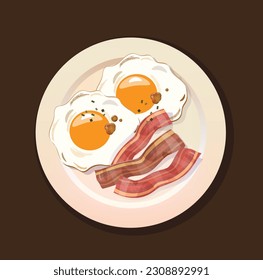 fried egg on a plate. morning breakfast vector illustration