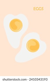 Fried egg on poster, color background. Vector illustration for poster design, t-shirt, restaurant logo, wall decoration, background