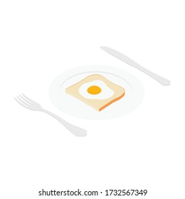 Fried Egg on Toast for Breakfast. Fried egg with bread