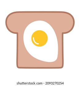 Frittiertes Ei auf Toast zum Frühstück. Sonnige Seite auf Ei mit Brot Vektorsymbol.