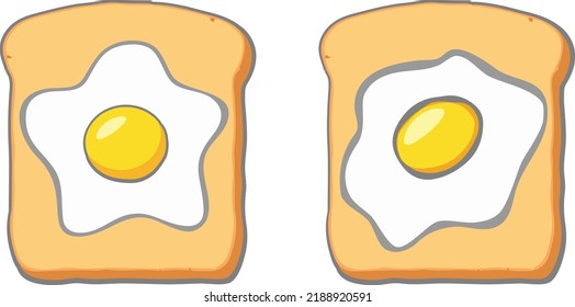 Huevo frito en tostada para el desayuno. Ilustración del vector
