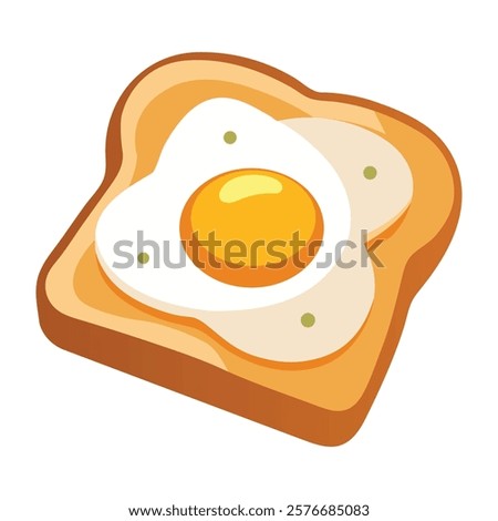 Fried Egg on Toast Isolated on White Background