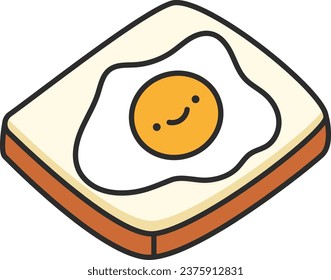 Fried Ei auf Toast. Vektorgrafik in dünner Linie.
