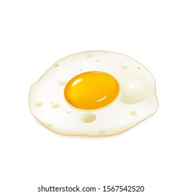 Fried egg on a white background, vector icon, protein food, for menu and design.
