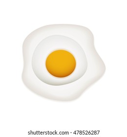 Fried egg on white background.