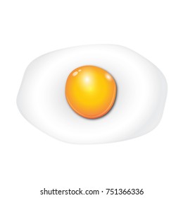 Fried egg on white background.