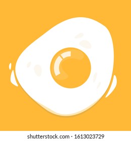 Fried egg on yellow bacjground vector isolated. White and yellow meal. Food for breakfast. Cooked morning food.