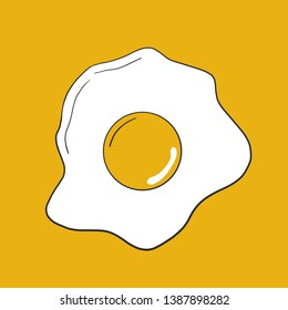 Fried egg on a yellow background. Vector illustration