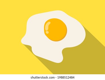 Fried egg on yellow background. cuisine healthy breakfast. vector illustration symbol icon.