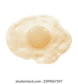 frittiertes Ei, eins, Draufsicht, einzeln auf weißem Hintergrund