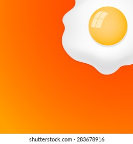 Fried Egg with orange background, breakfast fried hen or chicken egg - ready for your text