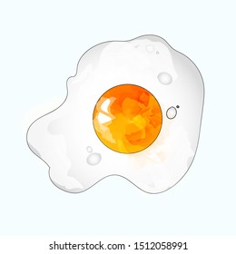 Fried egg painting isolated. Egg drawing.