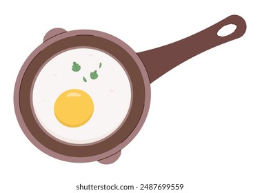 fried egg in the pan, chicken egg, yolk, egg white, delicious, whole, cooking ingredient, organic product, food, breakfast, vector illustration