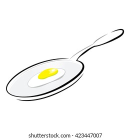fried egg and pan illustration