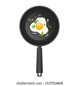 Fried egg in pan vector design illustration isolated on white background