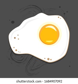 Fried egg in the pan. Vector illustration.