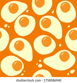 Fried Egg pattern.Seamless beautiful omelette pattern Bright and tasty fried egg for textile design. Food ornament.