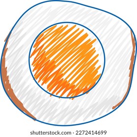 Fried egg in pencil colour sketch simple style illustration