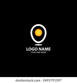 fried egg pin logo design vector