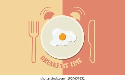 fried egg in plate for breakfast time vector illustration icon