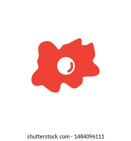 Fried Egg Red Icon On White Background. Red Flat Style Vector Illustration.