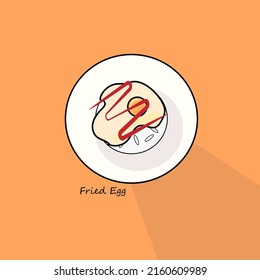 fried egg rice food illustration vector