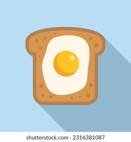 Fried egg sandwich icon flat vector. Lunch food. Kid meal