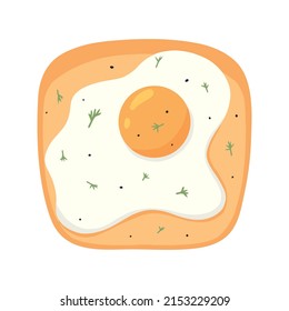 Sandwich frittiertes Ei. Eiertoast. Vektorgrafik im Cartoon-Stil. gesundes Frühstück