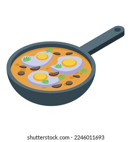 Fried egg sauce icon isometric vector. Tunisia travel. Arabic food
