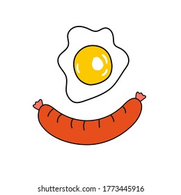 Fried egg and sausage, good breakfast.